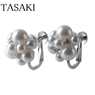 タサキ(TASAKI)のタサキ ダイヤ パール イヤリング 0.08ct アコヤパール 【11884】(イヤリング)