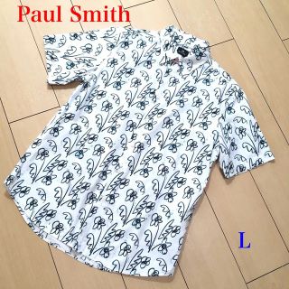 ポールスミス(Paul Smith)の極美品★ポールスミス 半袖シャツ 花柄 白 コットン 春夏 L A679(シャツ)