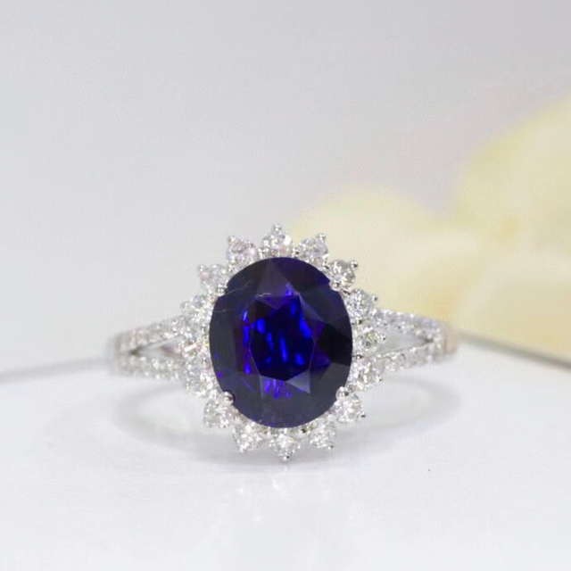 天然 ロイヤルブルーサファイア ダイヤ リング2.08ct k18 f