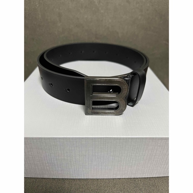 新品 BALENCIAGA バレンシアガ Bロゴ ブラック レザーベルト-
