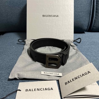 Balenciaga - 新品 バレンシアガ Bロゴ ブラック レザー ベルト 85の