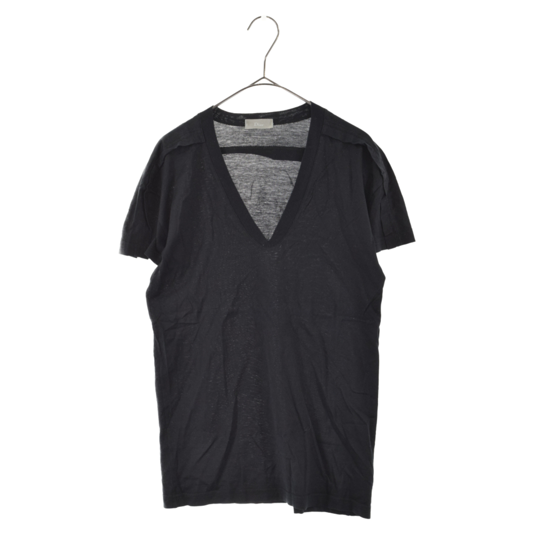 Dior HOMME ディオールオム 08SS デザインVネック半袖Tシャツ 8E3364370039 ブラック