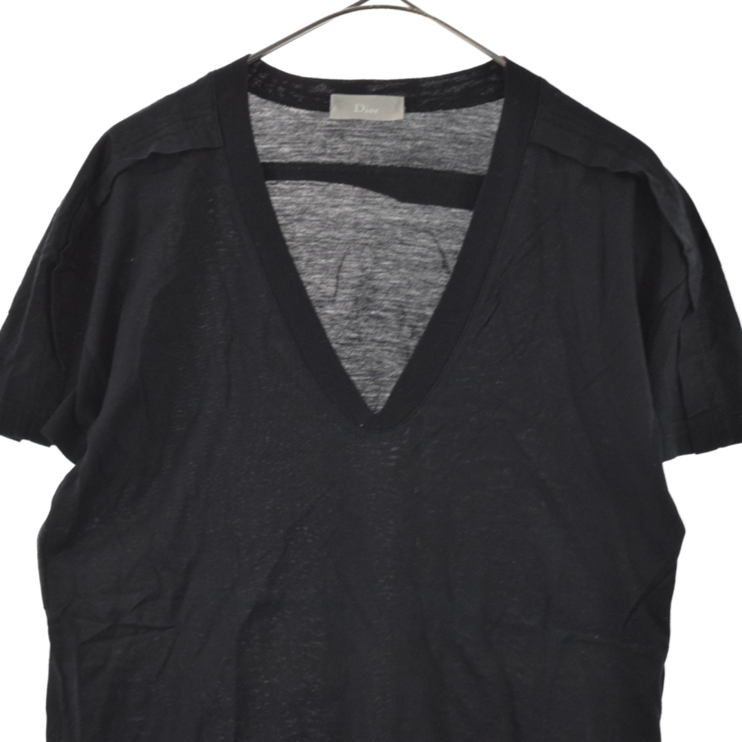 Dior HOMME ディオールオム 08SS デザインVネック半袖Tシャツ 8E3364370039 ブラック