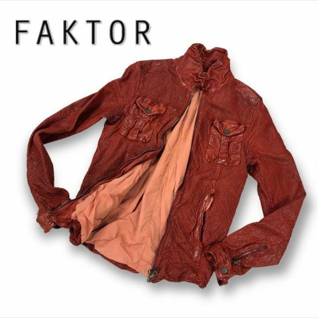 FAKTOR ファクター レザーライダースジャケット S レッド