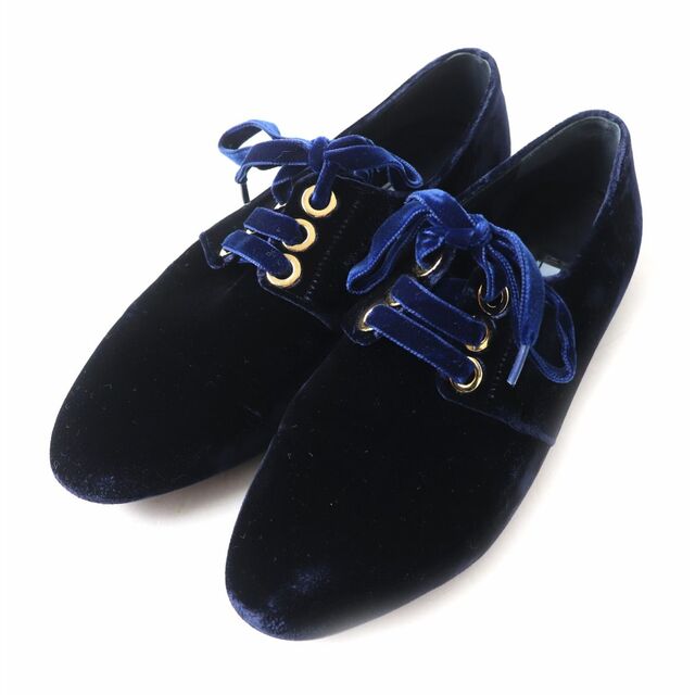 PRADA - 極美品☆PRADA プラダ レースアップ ベロア シューズ ネイビー