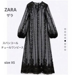 ザラ(ZARA)のzaraザラ エンブロイダリーセミシースルーワンピース スパンコール(ロングワンピース/マキシワンピース)