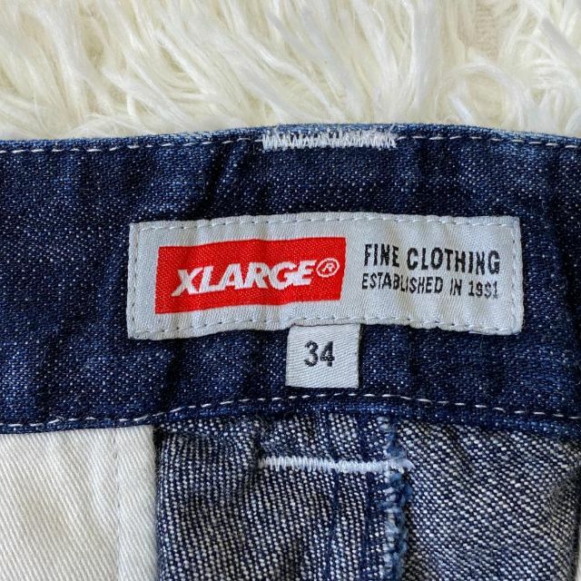 XLARGE(エクストララージ)の美品　X-LARGE メンズ　ハーフ　デニム　パンツ　34　ビッグサイズ メンズのパンツ(デニム/ジーンズ)の商品写真