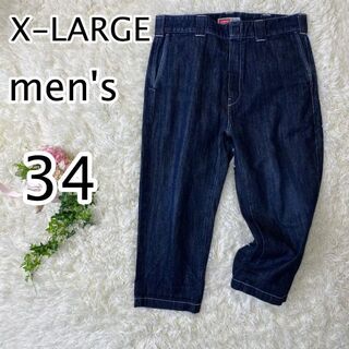 エクストララージ(XLARGE)の美品　X-LARGE メンズ　ハーフ　デニム　パンツ　34　ビッグサイズ(デニム/ジーンズ)