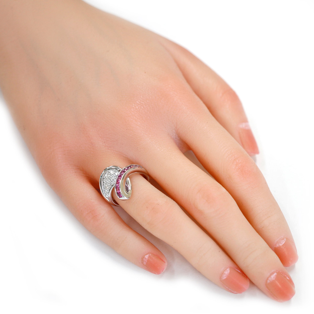 リング・指輪 13号 大ぶり ジュネ Jeunet K18ホワイトゴールド サファイア 0.88ct ダイヤモンド 0.35ct