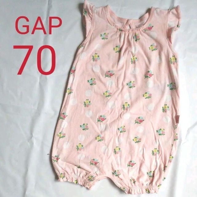 GAP(ギャップ)のBaby GAP 花柄ノースリーブロンパース 70サイズ ピンク キッズ/ベビー/マタニティのベビー服(~85cm)(ロンパース)の商品写真