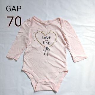 ギャップ(GAP)のGAP 長袖ロンパース 70 6-12ヶ月 ピンク 金糸 長袖(ロンパース)