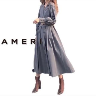 アメリヴィンテージ(Ameri VINTAGE)のAMERI アメリ LONG COAT LIKE DRESS M グレー(トレンチコート)