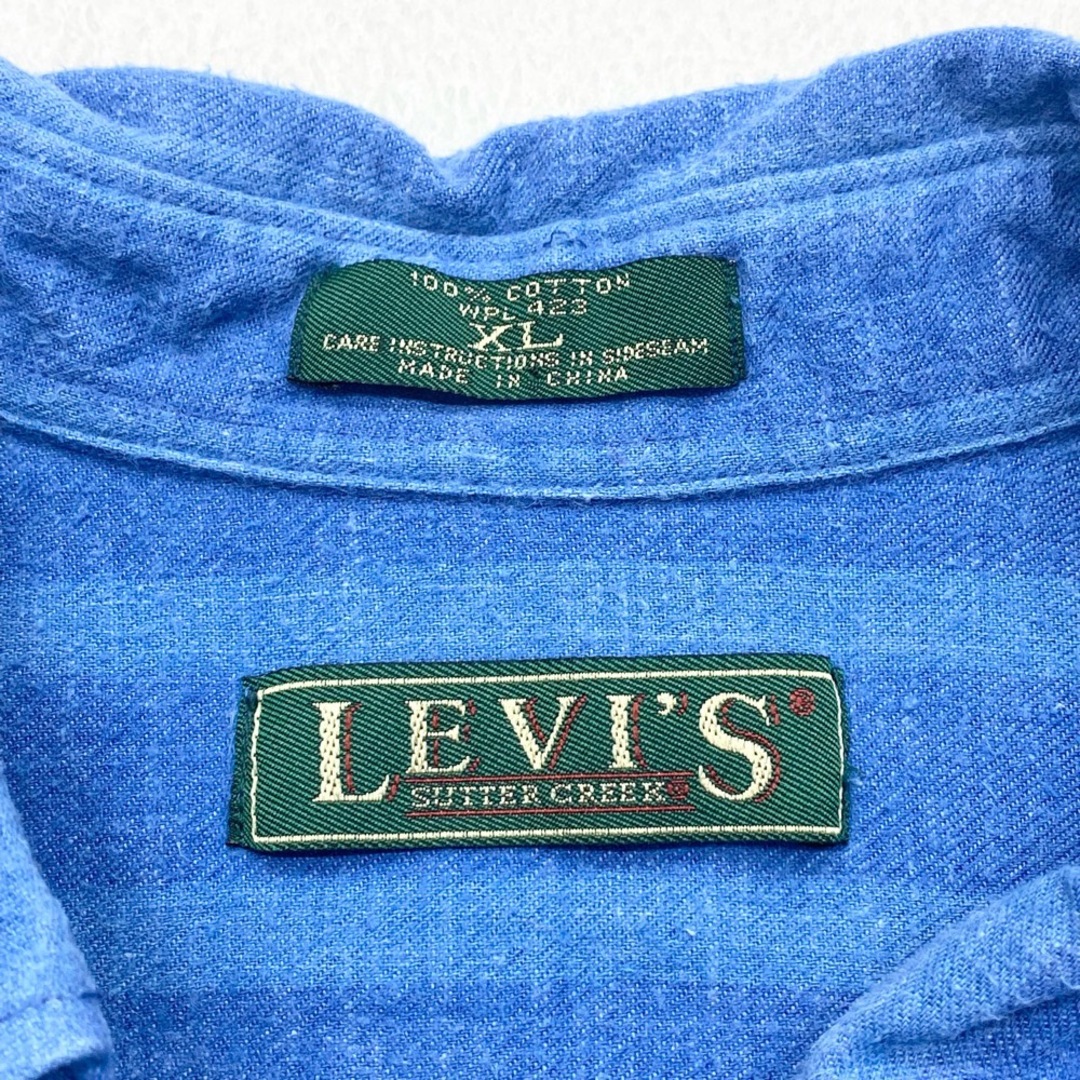 Levi's(リーバイス)のUS古着 リーバイス Levi's SUTTER CREEK フランネル シャツ 長袖 ボタンダウン ストライプ サイズ：メンズ XL ビッグサイズ ブルー【中古】 メンズのトップス(シャツ)の商品写真