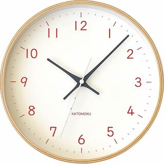 KATOMOKU plywood clock 22 電波時計 オレンジ スイープ(置時計)