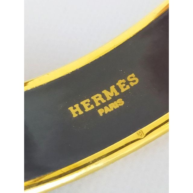 値下/HERMES エルメス エマイユGM バングル 魚柄 TK844 レディース