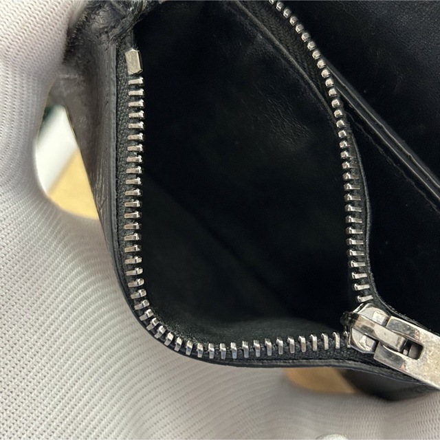 サンローラン YSL ミニウォレット コンパクト財布 クロコ型押し てな
