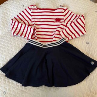 プチバトー(PETIT BATEAU)の【未使用】PETIT BATEAU ネイビースカート 4ans(スカート)