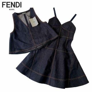 1970定価38万 1回 FENDI デニムセットアップ ワンピースベスト 40
