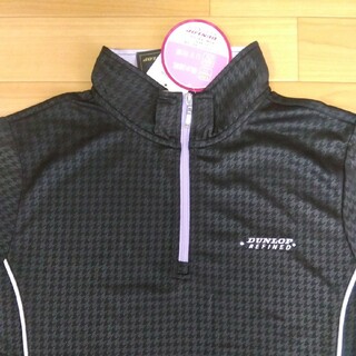 ダンロップ(DUNLOP)のL　ダンロップ　新品　レディース　半袖ポロシャツ　ゴルフウェア　黒地模様(ウエア)