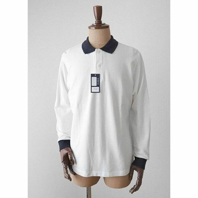 【未使用】 DRESS にしのや 鹿の子 ポロシャツ 長袖シャツ 白 Mサイズ