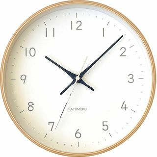 KATOMOKU plywood clock 22 電波時計 ライトブラック ス(置時計)