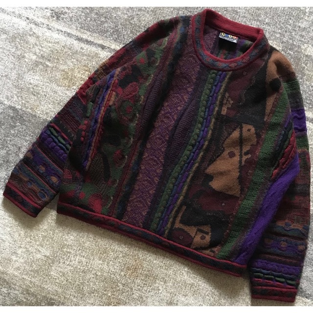 超レア 衝撃の人物柄 芸術 90's COOGI クージー ニット セーター L