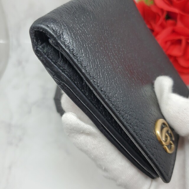 【希少】 GUCCI グッチ 2つ折り財布 財布 GG マーモント 黒