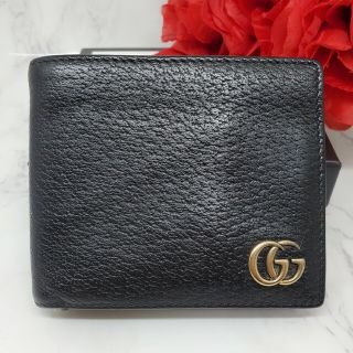 Gucci - 【希少】 GUCCI グッチ 2つ折り財布 財布 GG マーモント 黒の