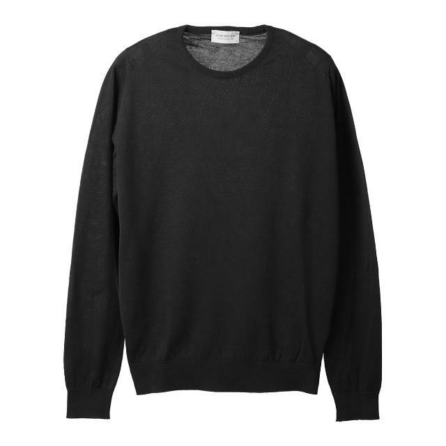 JOHN SMEDLEY(ジョンスメドレー)のJOHN SMEDLEY ジョンスメドレー クルーネック ニット/HATFIELD シーアイランドコットン 30ゲージ STANDARD FIT メンズ BLACK S メンズのトップス(Tシャツ/カットソー(七分/長袖))の商品写真