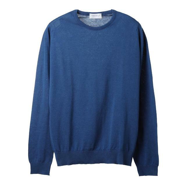 JOHN SMEDLEY ジョンスメドレー クルーネック半袖ニット/BELDEN シーアイランドコットン 30ゲージ STANDARD FIT メンズ GULFBLUE