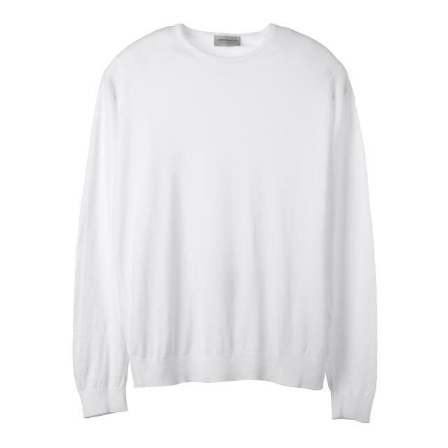 JOHN SMEDLEY ジョンスメドレー クルーネック ニット/HATFIELD シーアイランドコットン 30ゲージ STANDARD FIT メンズ WHITE