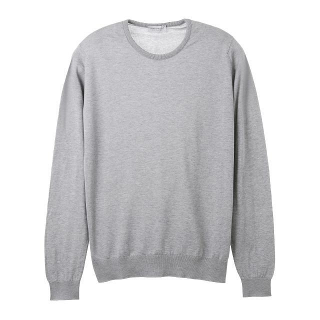 JOHN SMEDLEY ジョンスメドレー クルーネック ニット/HATFIELD シーアイランドコットン 30ゲージ STANDARD FIT メンズ SILVER