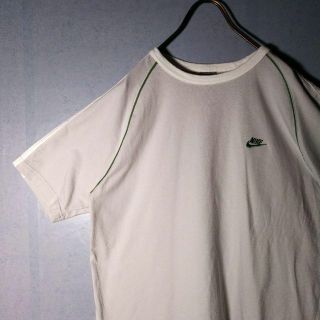 ナイキ(NIKE)の00s Y2K NIKE ナイキ リンガーTシャツ 刺繍ロゴ グリーン(Tシャツ/カットソー(半袖/袖なし))