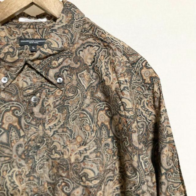 Lサイズ!ENGINEEREDGARMENTS ペイズリー柄ボタンダウンシャツ | www