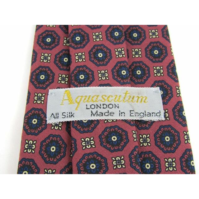 AQUA SCUTUM(アクアスキュータム)のアクアスキュータム ブランドネクタイ 総柄 シルク 英国製 メンズ ワインレッド Aquascutum メンズのファッション小物(ネクタイ)の商品写真