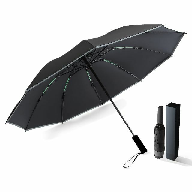 【色: ブラック】折りたたみ 傘 メンズ 逆折り式 おりたたみ傘 ワンタッチ 日