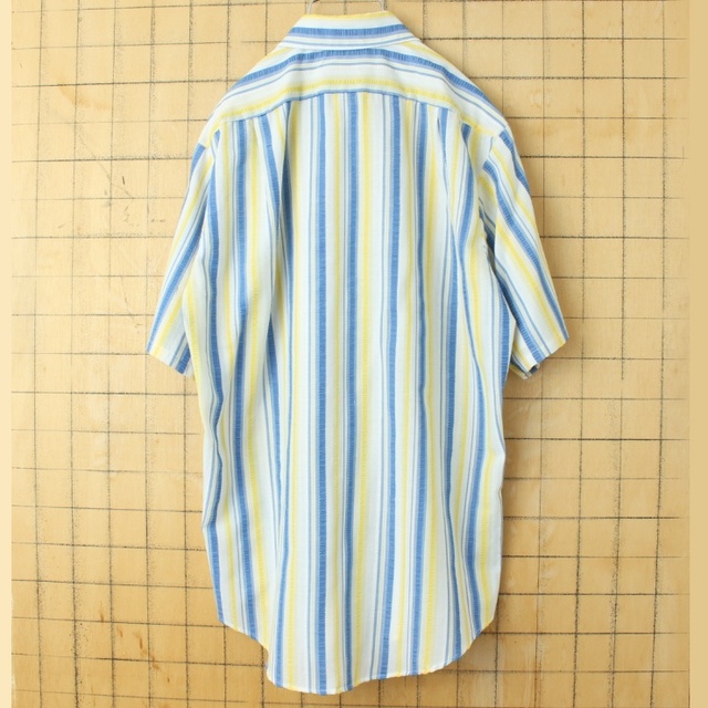 70s80s USA JCPenney長袖ストライプシャツ ベージュM ss74