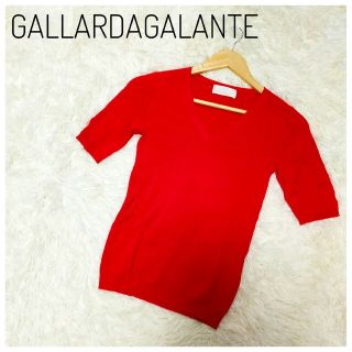 ガリャルダガランテ(GALLARDA GALANTE)のガリャルダガランテ Vネック 半袖 リブ サマーニット 半袖 赤 レッド(Tシャツ(半袖/袖なし))