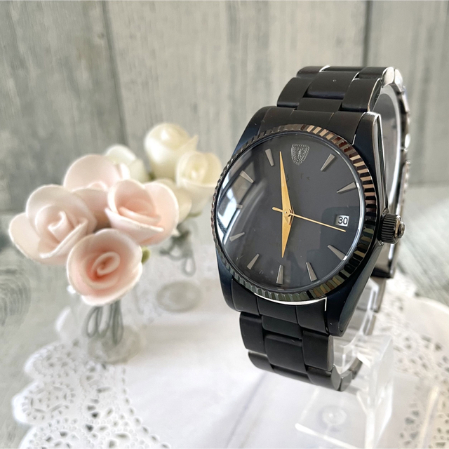 ブラックサイズ【希少】agete アガット 腕時計 自動巻 ブラック メンズ