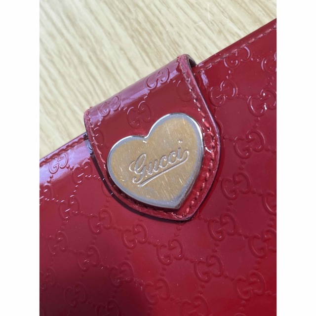 Gucci(グッチ)のGUCCI グッチ ハートプレート 二つ折り 長財布 エナメル 赤 レッド メンズのファッション小物(長財布)の商品写真