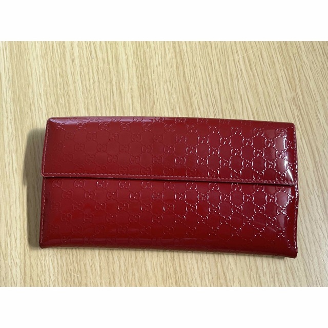 Gucci(グッチ)のGUCCI グッチ ハートプレート 二つ折り 長財布 エナメル 赤 レッド メンズのファッション小物(長財布)の商品写真