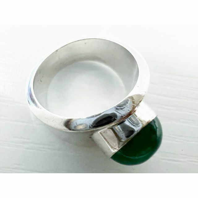 Georg Jensen(ジョージジェンセン)の良好品　ジョージジェンセン　グリーンアゲート　リング　指輪　9号 レディースのアクセサリー(リング(指輪))の商品写真