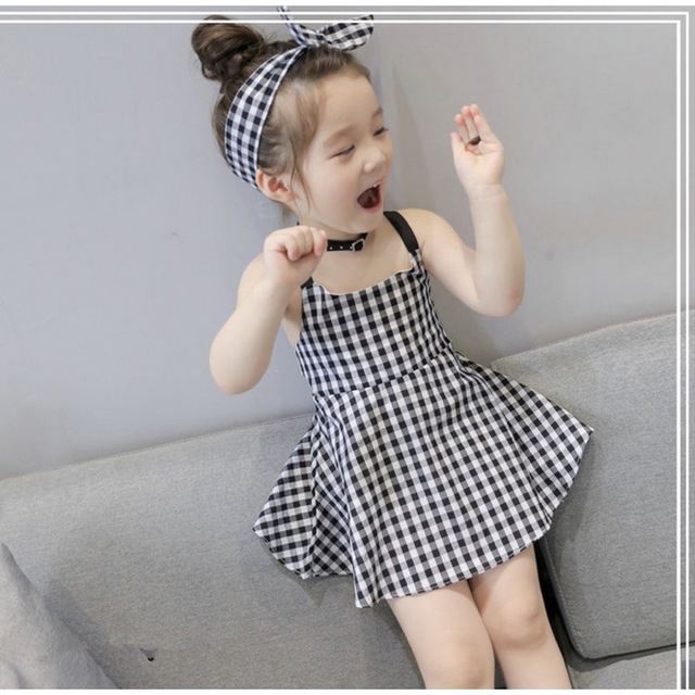 韓国　子供服　夏服　チェック　ワンピース　 キッズ/ベビー/マタニティのキッズ服女の子用(90cm~)(ワンピース)の商品写真