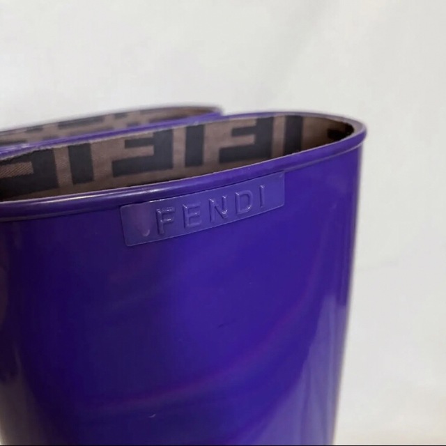 イタリア製 FENDI レインブーツ パープル 紫 梅雨 フェンディ ズッカ柄