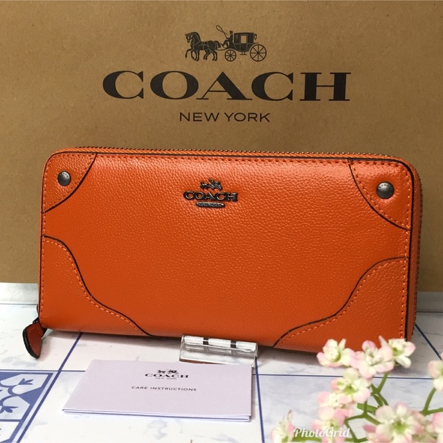 ほぼ新品】 コーチ 長財布 お洒落 オレンジ 【新品】 6000円 財布