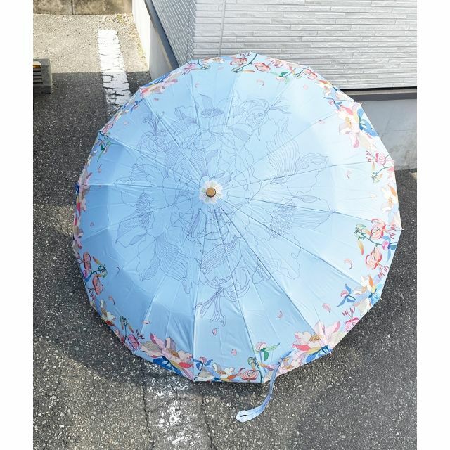 ★新品 高級 折りたたみ傘 日傘 雨傘 レディース 花柄 水色 晴雨兼用
