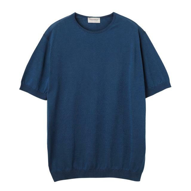 JOHN SMEDLEY ジョンスメドレー クルーネック半袖ニット/BELDEN シーアイランドコットン 30ゲージ STANDARD FIT メンズ INDIGO