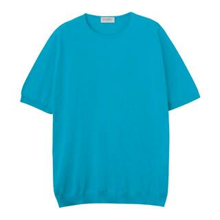 ジョンスメドレー(JOHN SMEDLEY)のJOHN SMEDLEY ジョンスメドレー クルーネック半袖ニット/BELDEN シーアイランドコットン 30ゲージ STANDARD FIT メンズ SKIPPERBLUE(Tシャツ/カットソー(半袖/袖なし))