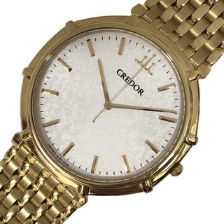 セイコー(SEIKO)のセイコー SEIKO CREDOR ジュリ 無垢 GBAR022 ホワイト K18イエローゴールド K18YG クオーツ メンズ 腕時計(その他)