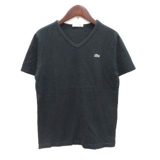 ラコステ(LACOSTE)のラコステ Tシャツ カットソー 半袖 Vネック ロゴワッペン 2 黒 ブラック(Tシャツ(半袖/袖なし))